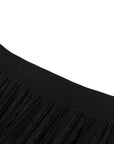 YAYING Silk Smooth Wave Trim A-Line Long Knit Skirt
