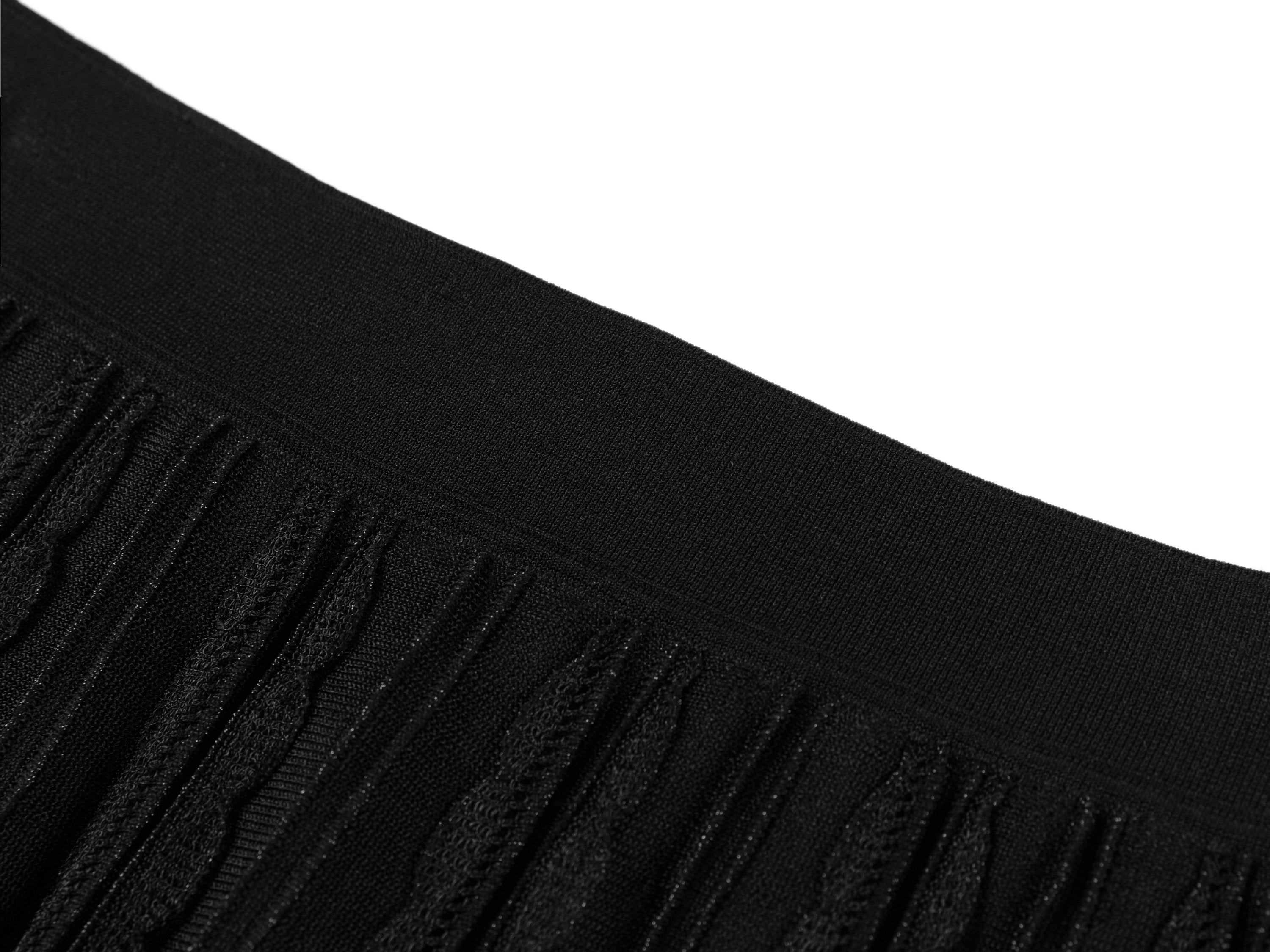 YAYING Silk Smooth Wave Trim A-Line Long Knit Skirt