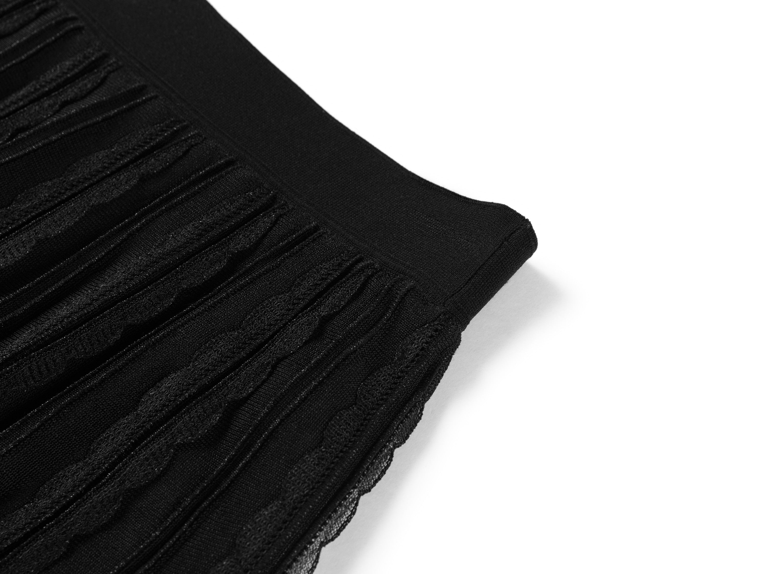 YAYING Silk Smooth Wave Trim A-Line Long Knit Skirt