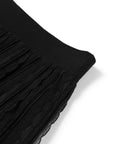 YAYING Silk Smooth Wave Trim A-Line Long Knit Skirt