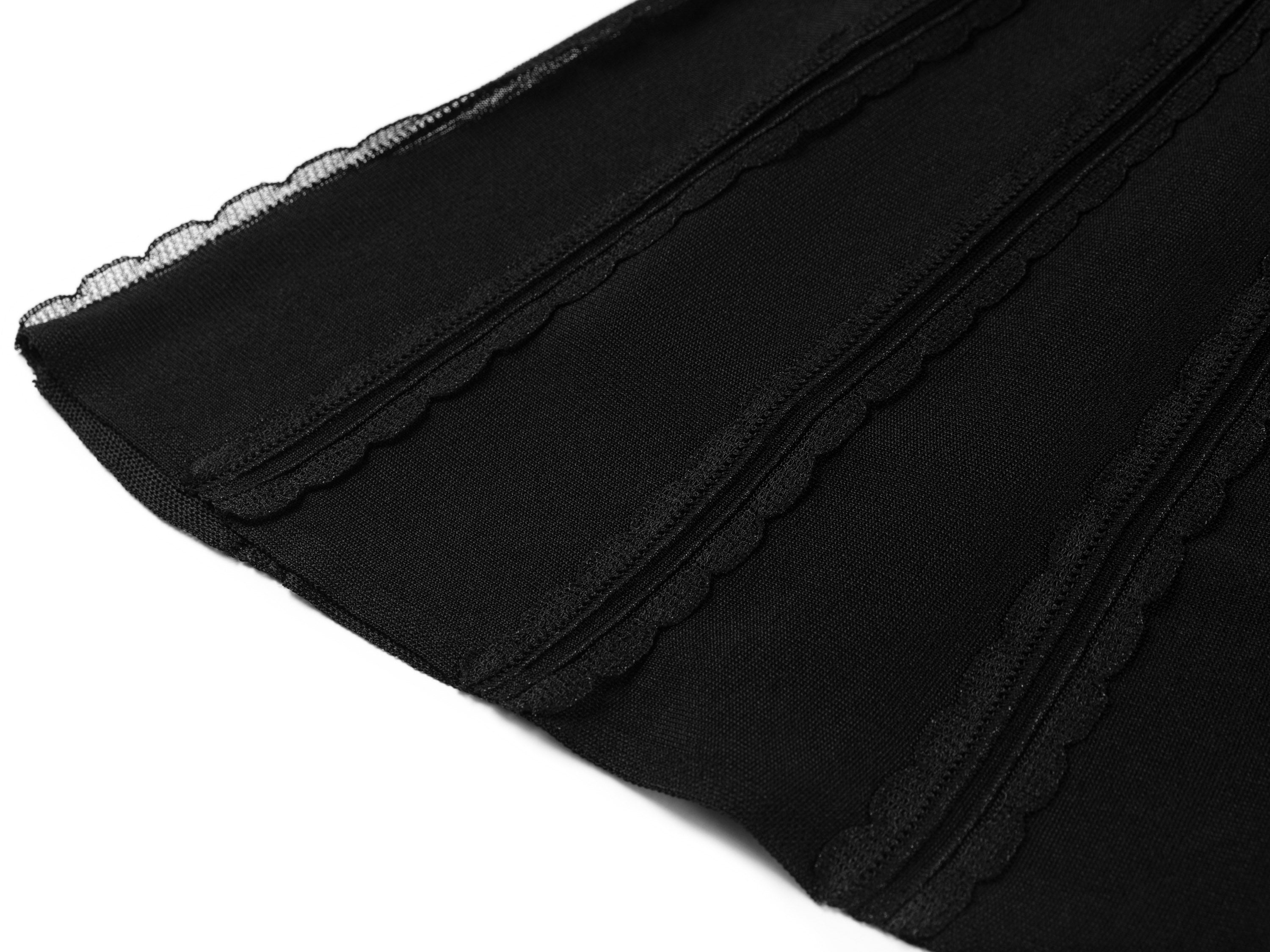 YAYING Silk Smooth Wave Trim A-Line Long Knit Skirt