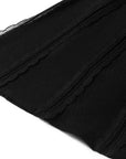 YAYING Silk Smooth Wave Trim A-Line Long Knit Skirt