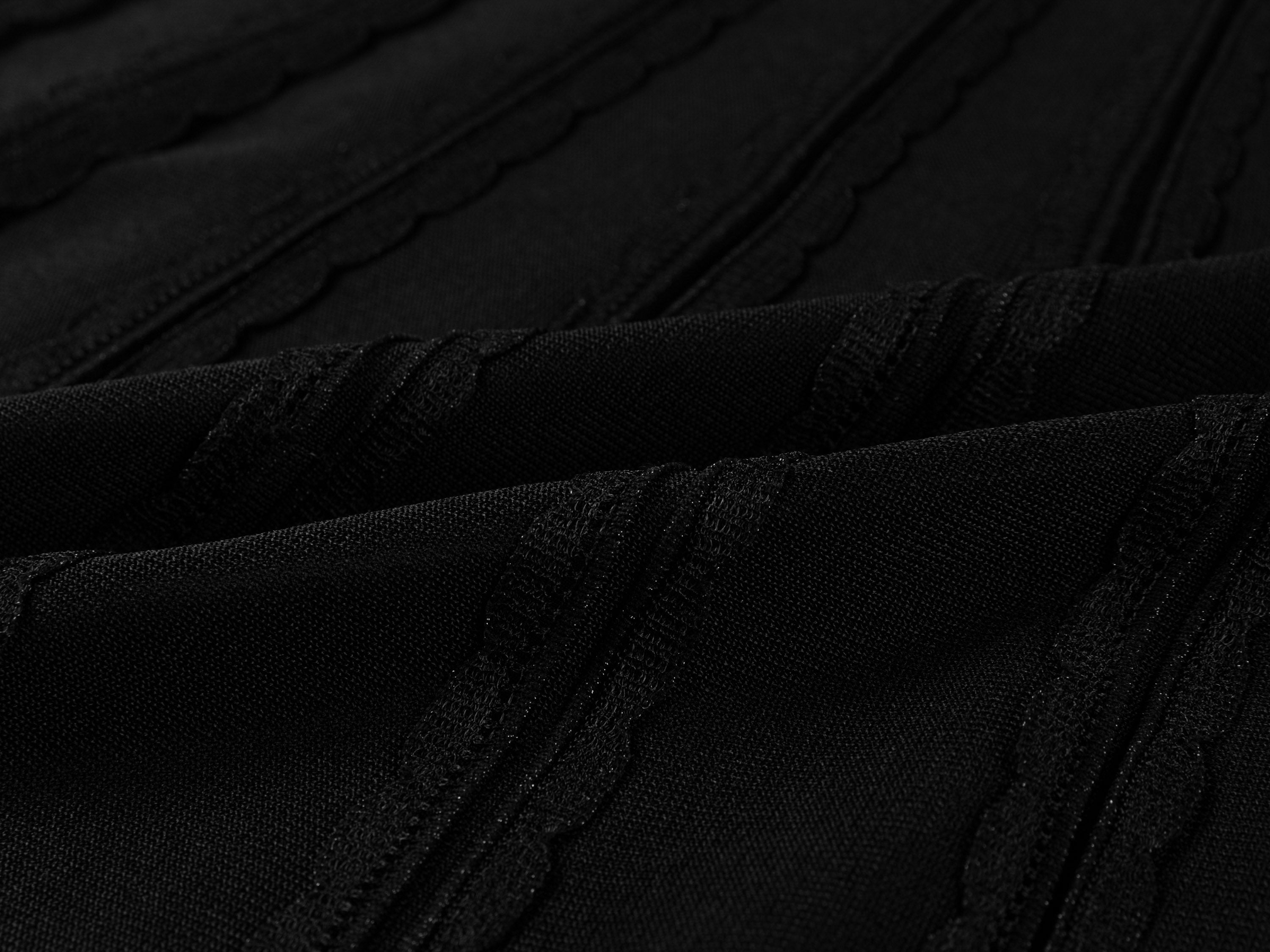 YAYING Silk Smooth Wave Trim A-Line Long Knit Skirt