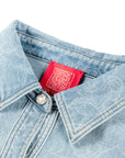 YAYING Textured Lapel Relaxed Workwear Denim Jacket