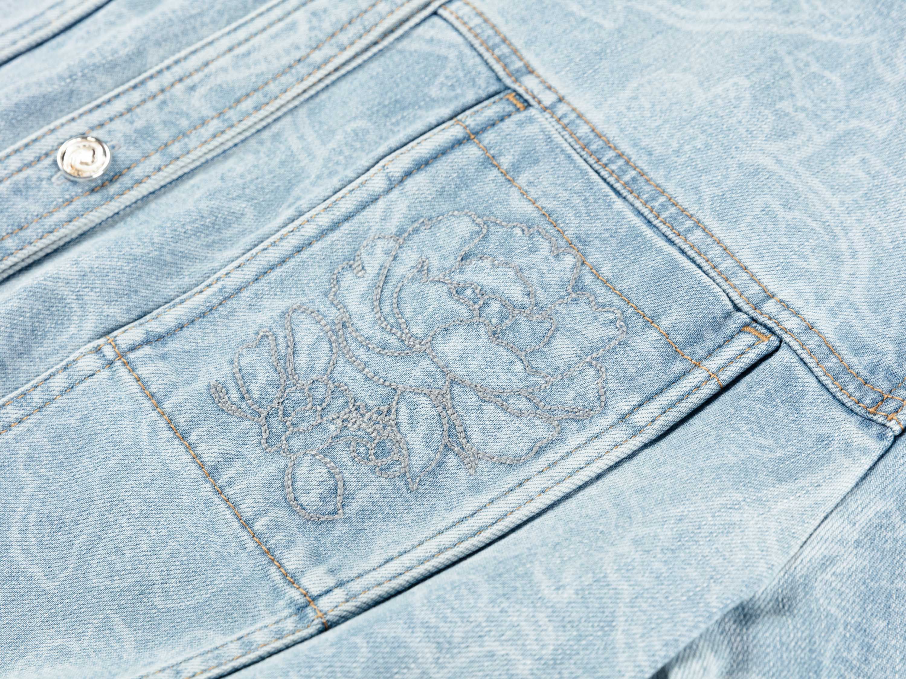 YAYING Textured Lapel Relaxed Workwear Denim Jacket