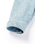 YAYING Textured Lapel Relaxed Workwear Denim Jacket