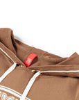 YAYING Embossed Relaxed Hooded Drawstring Short Sleeve Knit Top