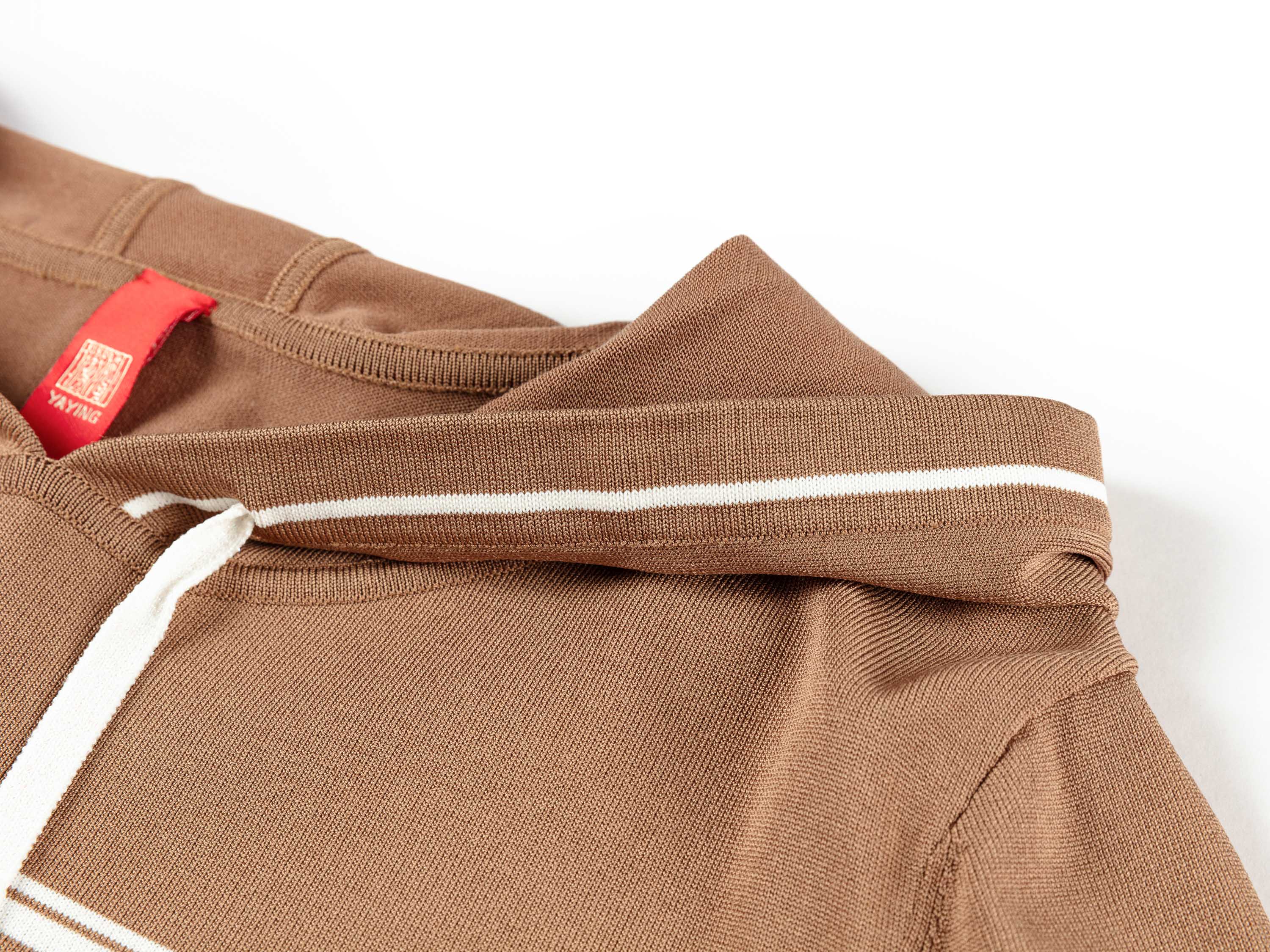 YAYING Embossed Relaxed Hooded Drawstring Short Sleeve Knit Top
