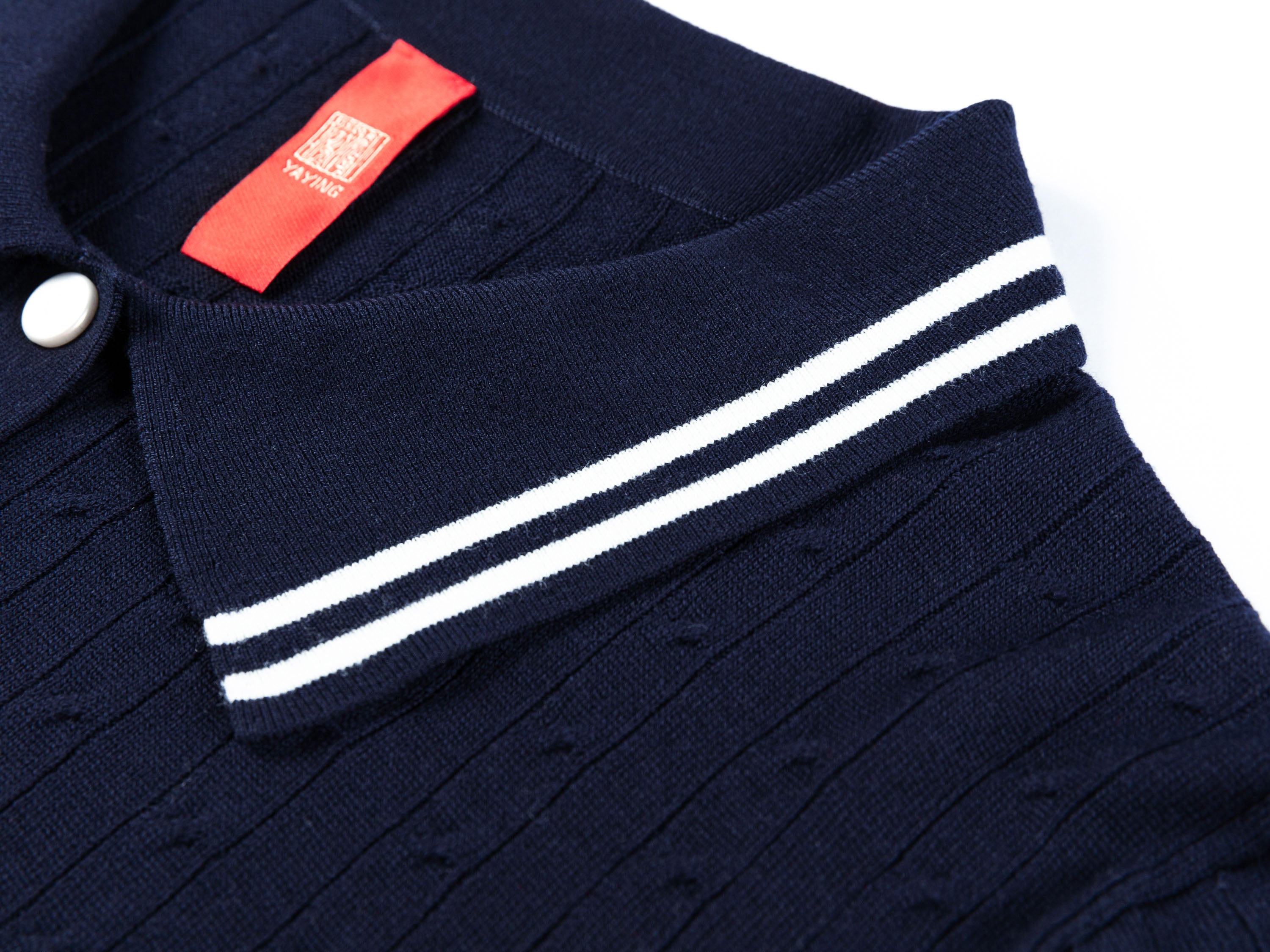 YAYING 100% Merino Wool Lapel Short Sleeve Knit Top