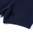 YAYING 100% Merino Wool Lapel Short Sleeve Knit Top
