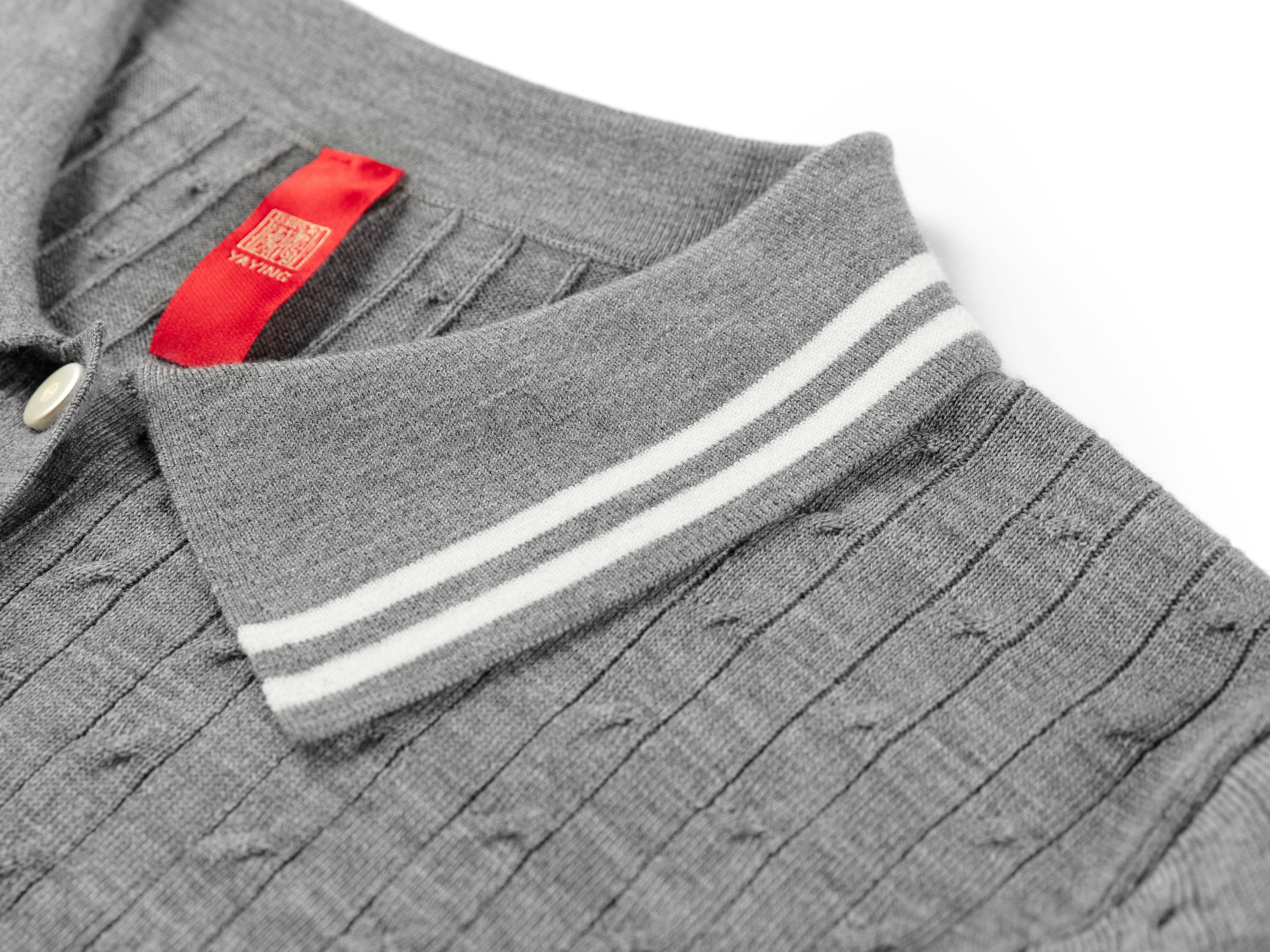 YAYING 100% Merino Wool Lapel Short Sleeve Knit Top