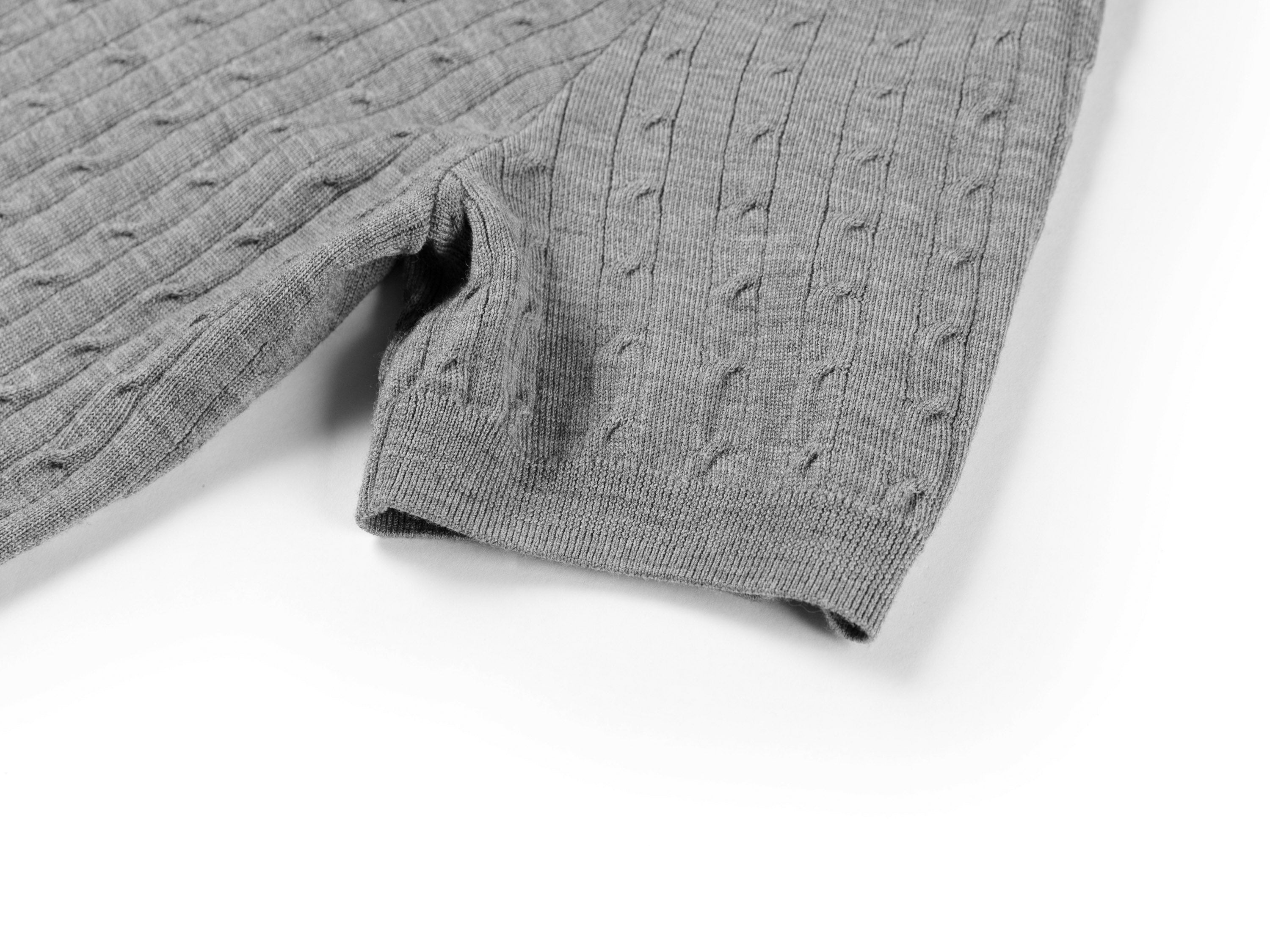 YAYING 100% Merino Wool Lapel Short Sleeve Knit Top