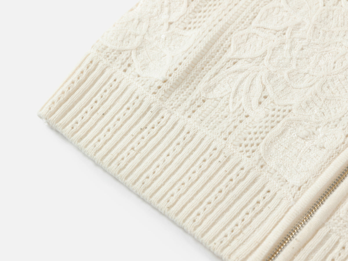 EP YAYING Wool-Cashmere Jacquard Stand-Collar Knit Vest