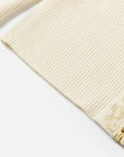 EP YAYING Off-White Jacquard Embroidered Stand-Collar Zip Cardigan