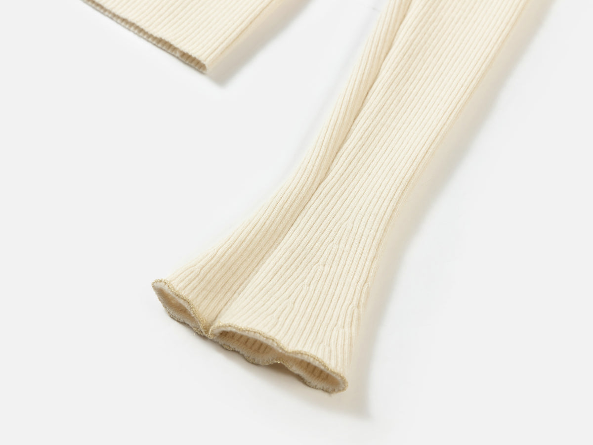 EP YAYING Off-White Jacquard Embroidered Stand-Collar Zip Cardigan