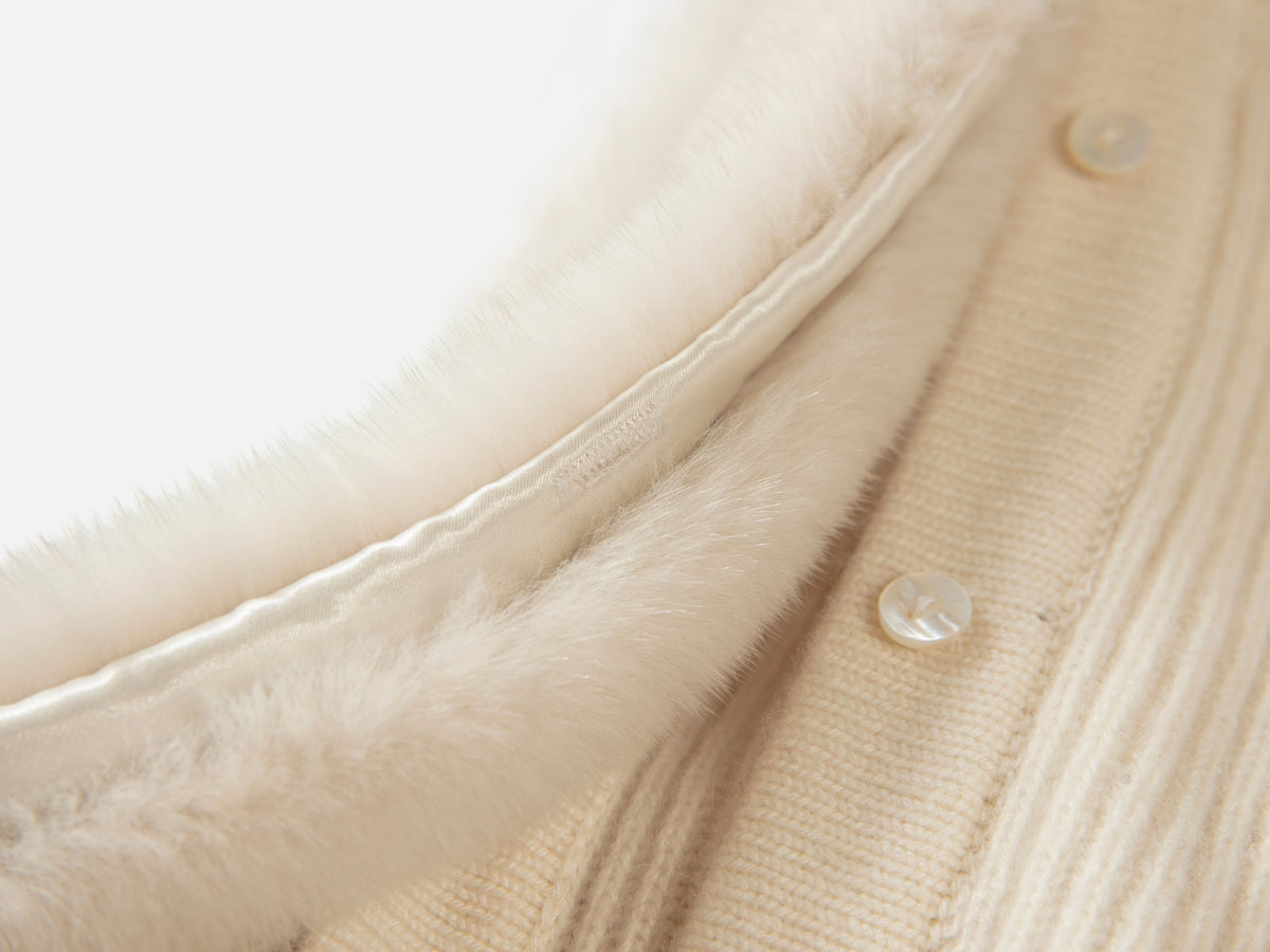 EP YAYING Quiet Luxury Cashmere Hooded Zip Fur-Collar Coat