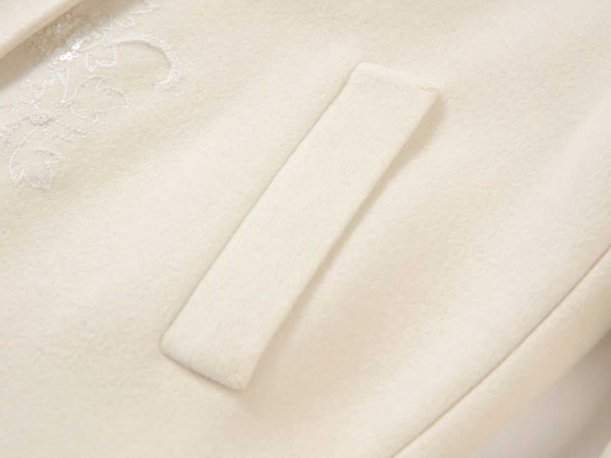 EP YAYING Alashan All-White Double-Face Straight-Cut Coat