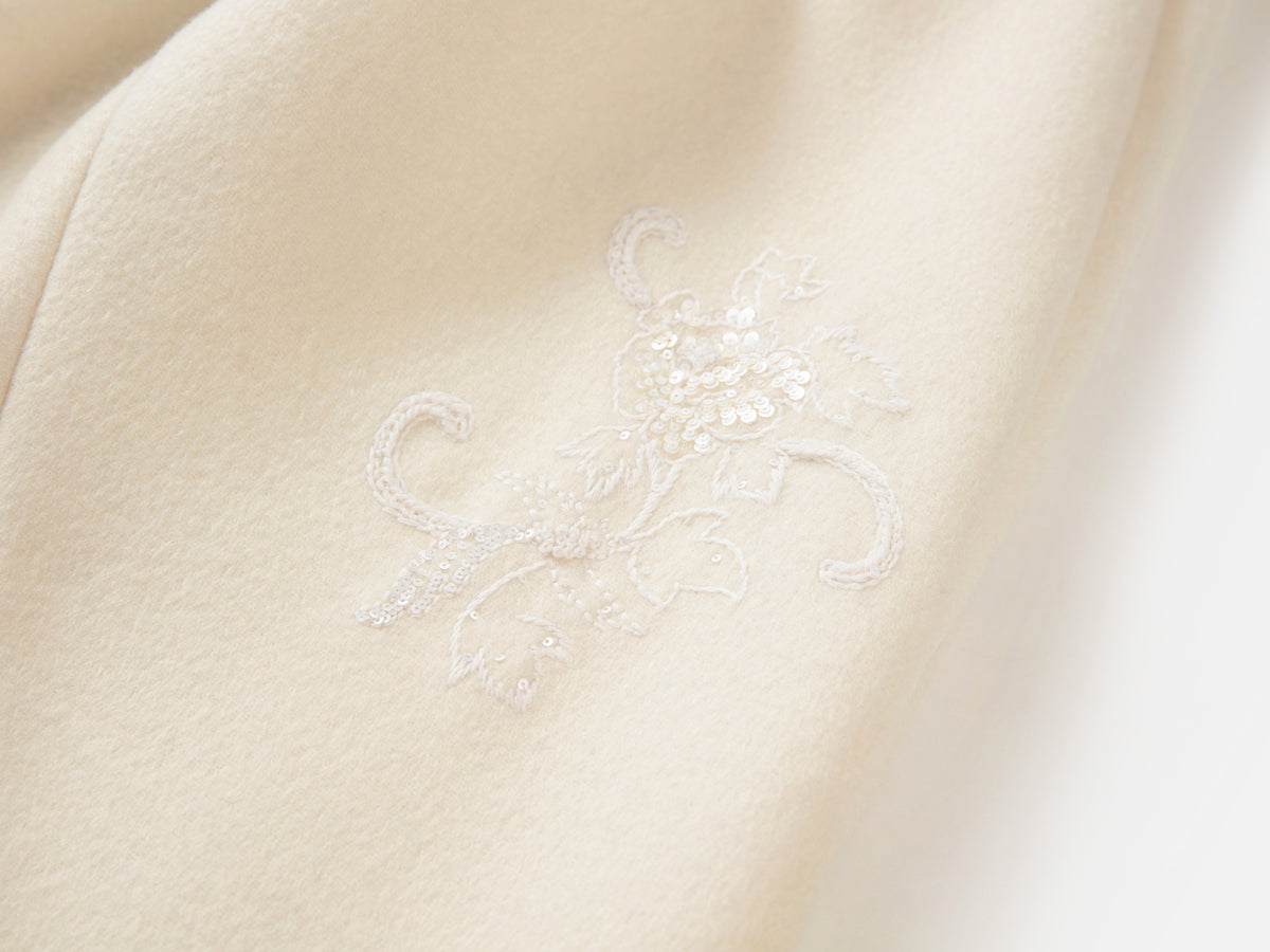 EP YAYING Alashan All-White Double-Face Straight-Cut Coat