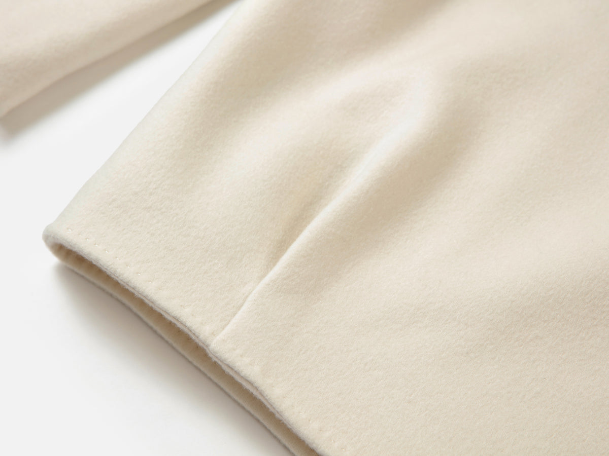 EP YAYING Alashan All-White Double-Face Straight-Cut Coat