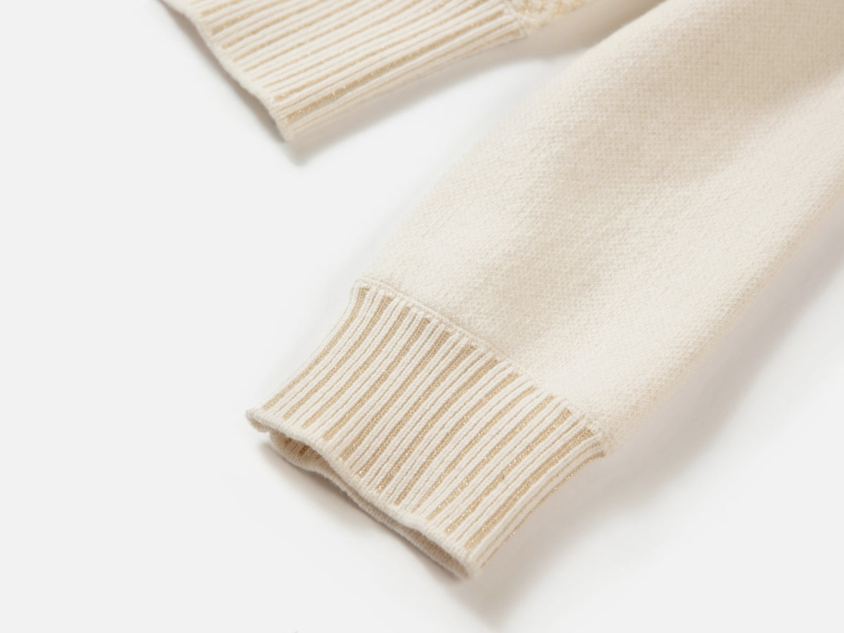 EP YAYING Cashmere Jacquard Hooded Zip Sweater