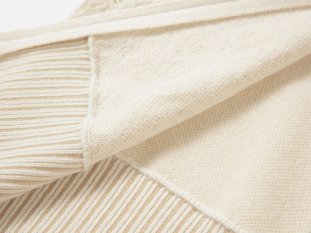 EP YAYING Cashmere Jacquard Hooded Zip Sweater