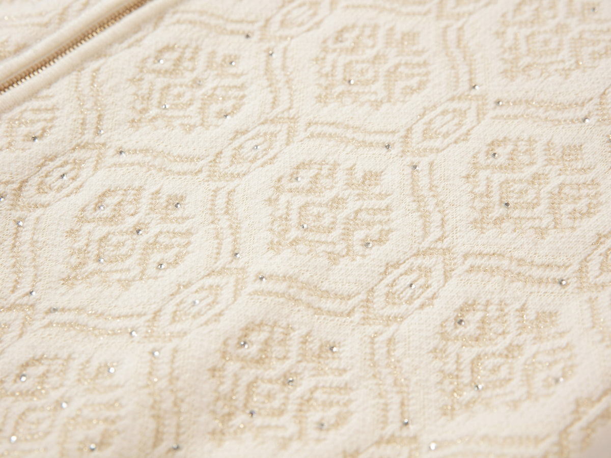 EP YAYING Cashmere Jacquard Hooded Zip Sweater
