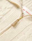 EP YAYING Cashmere Cable-Knit Fur-Collar Oversized Cardigan
