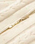 EP YAYING Cashmere Cable-Knit Fur-Collar Oversized Cardigan
