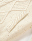 EP YAYING Cashmere Cable-Knit Fur-Collar Oversized Cardigan