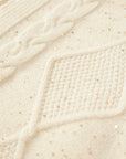 EP YAYING Cashmere Cable-Knit Fur-Collar Oversized Cardigan