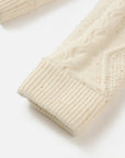 EP YAYING Cashmere Cable-Knit Fur-Collar Oversized Cardigan