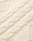 EP YAYING Cashmere Cable-Knit Fur-Collar Oversized Cardigan