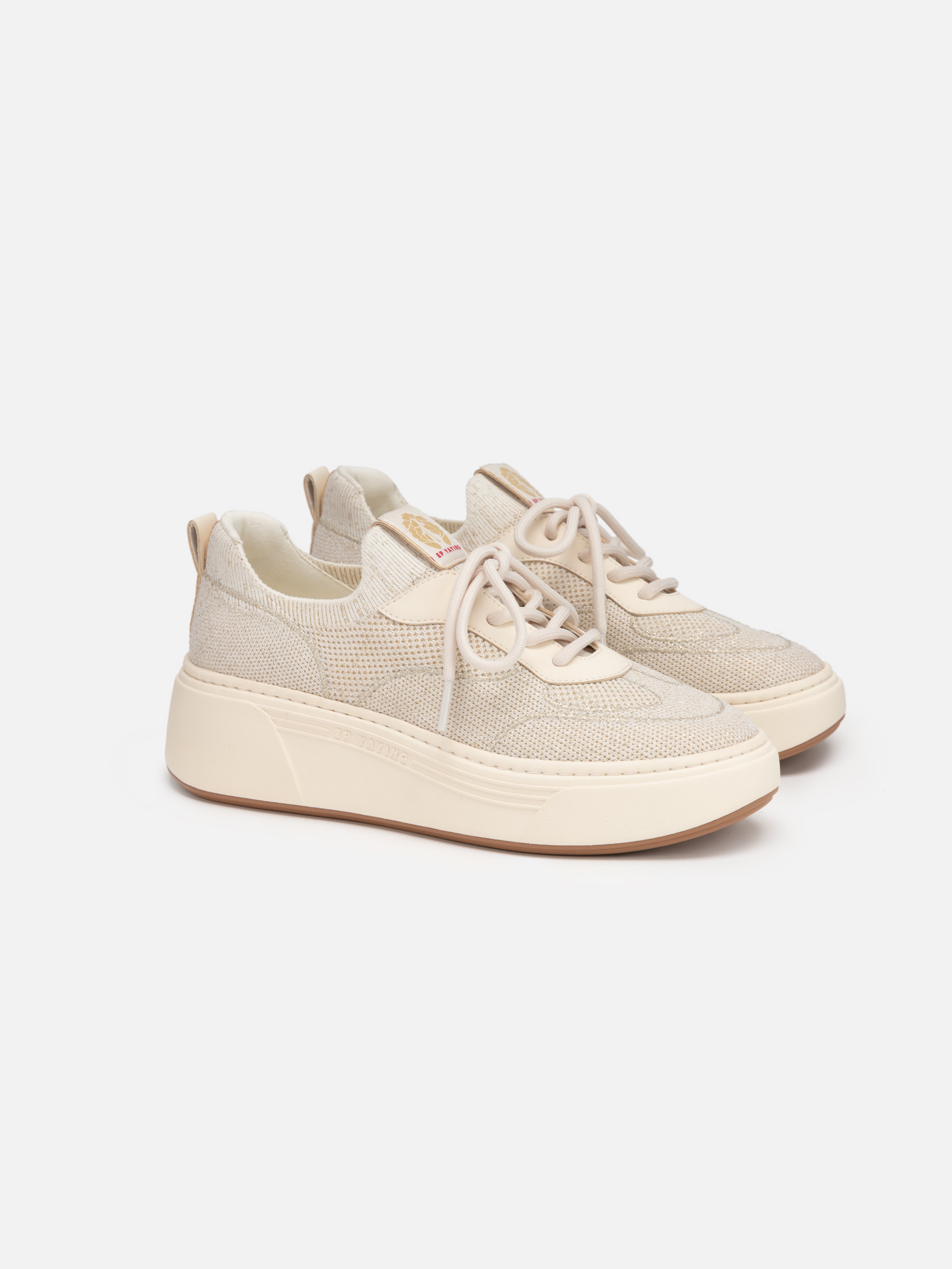 EP YAYING Thick-Sole Flyknit White Sneakers EALALXC02A