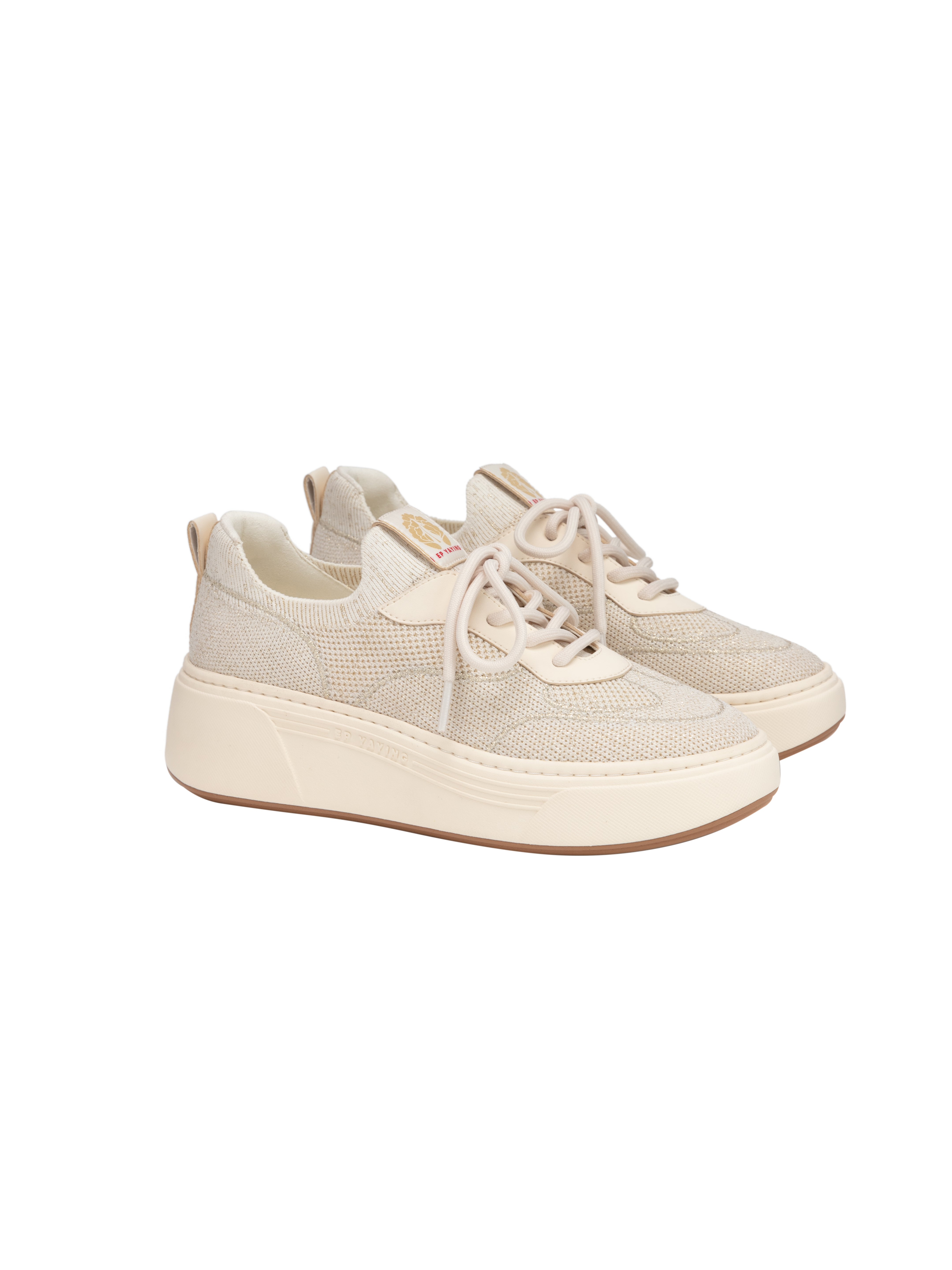 EP YAYING Thick-Sole Flyknit White Sneakers