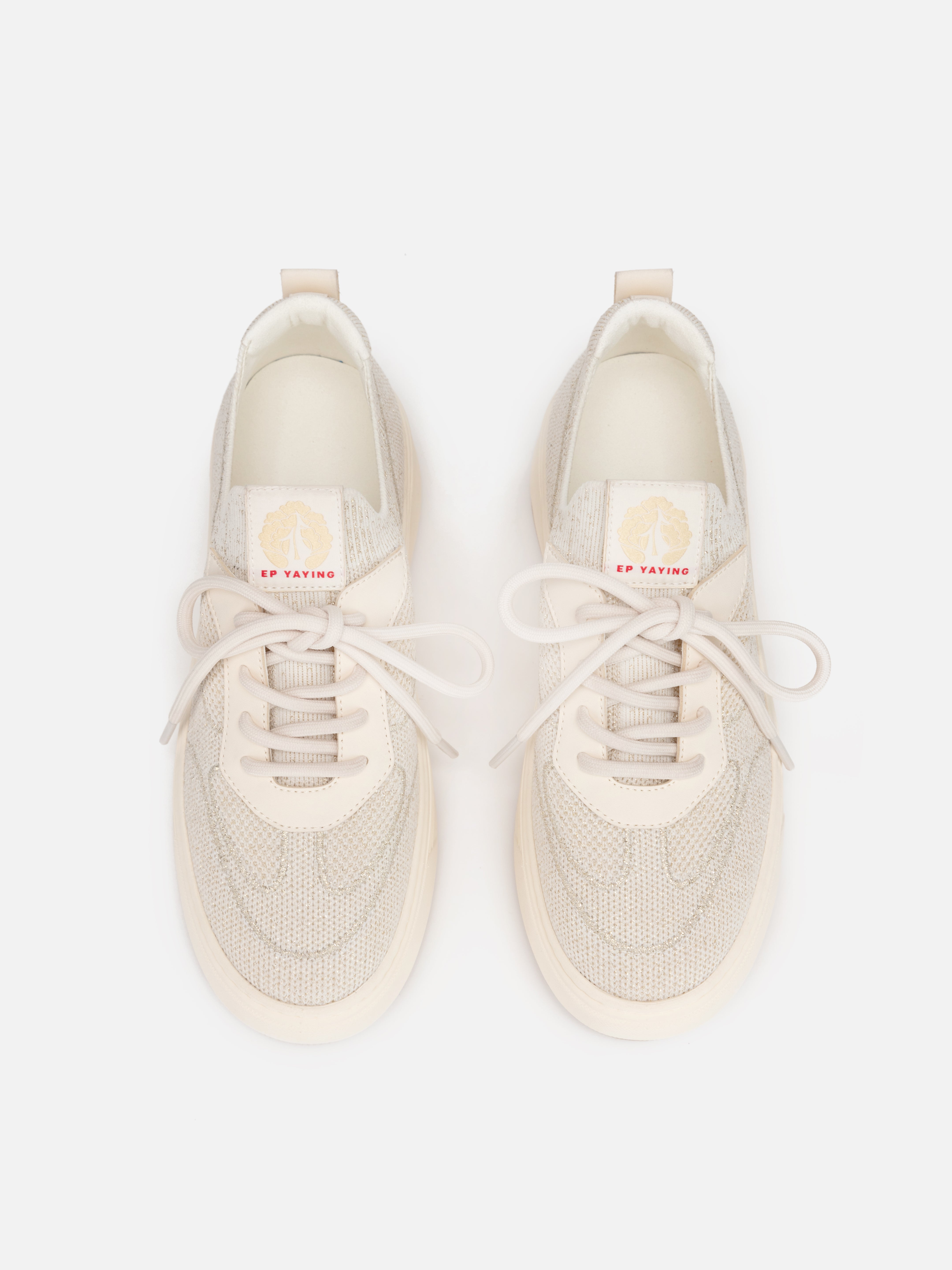 EP YAYING Thick-Sole Flyknit White Sneakers