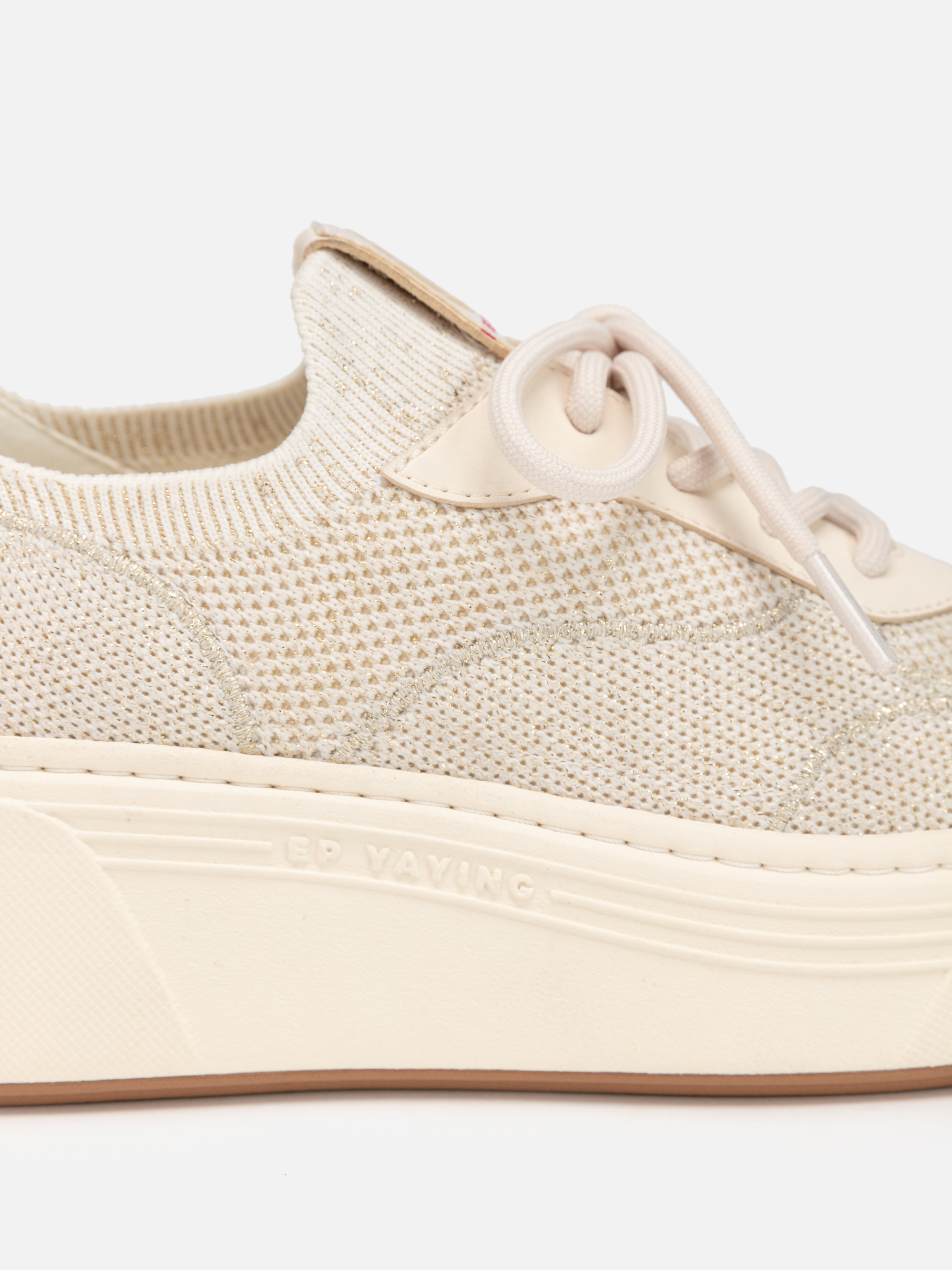 EP YAYING Thick-Sole Flyknit White Sneakers