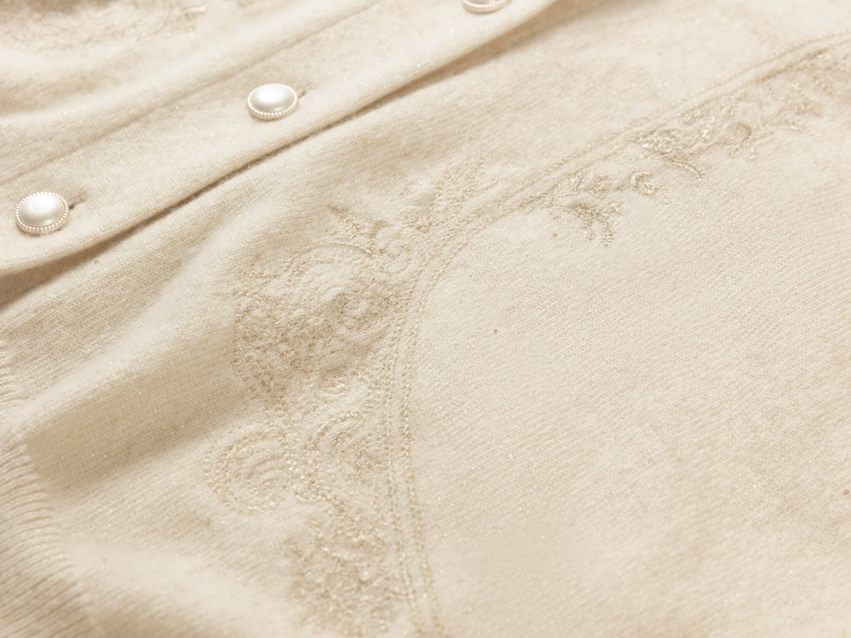 YAYING Peony Embroidered Cashmere Sweater Coat