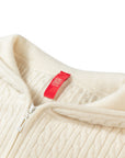 YAYING Old-Money Cable-Knit Zip Sweater Coat
