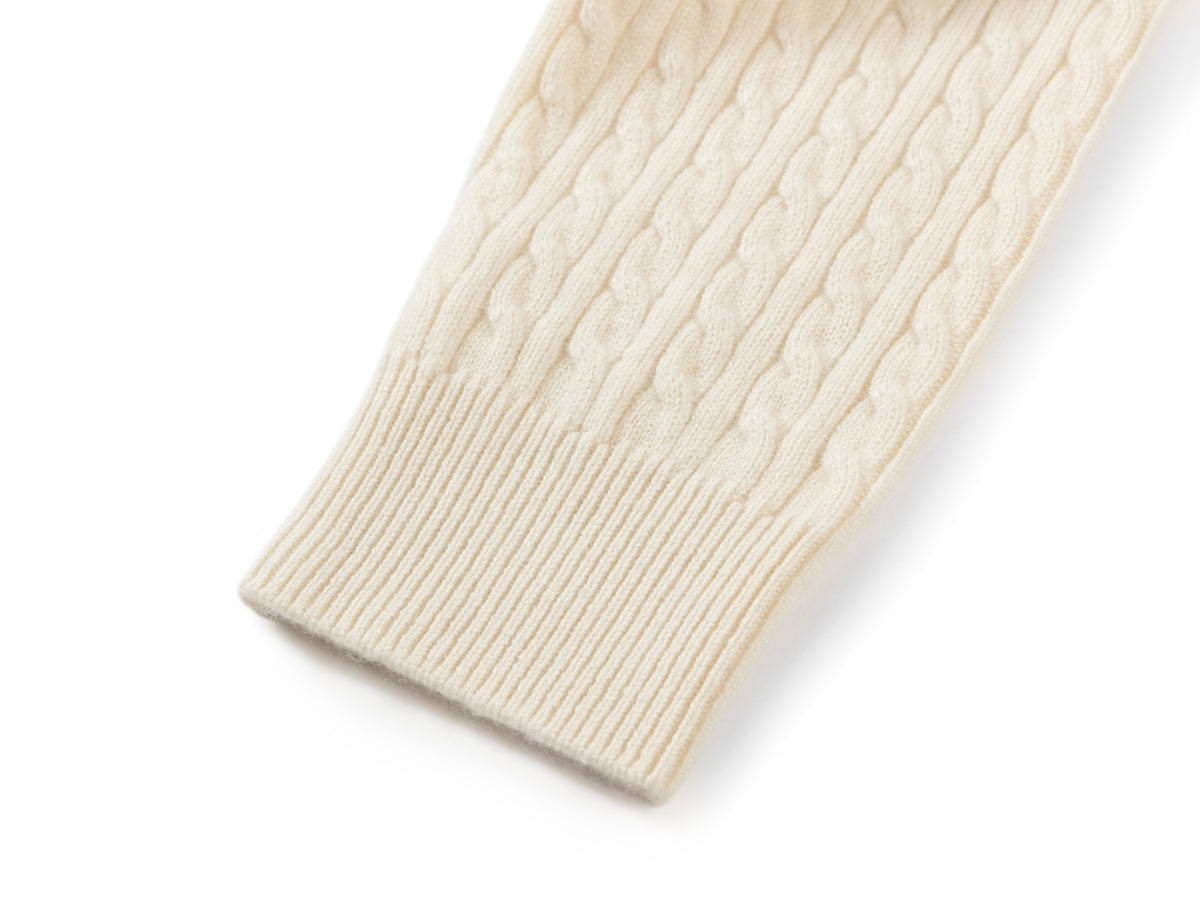 YAYING Old-Money Cable-Knit Zip Sweater Coat