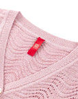YAYING Silk-Cotton Wave Knit V-Neck Cardigan