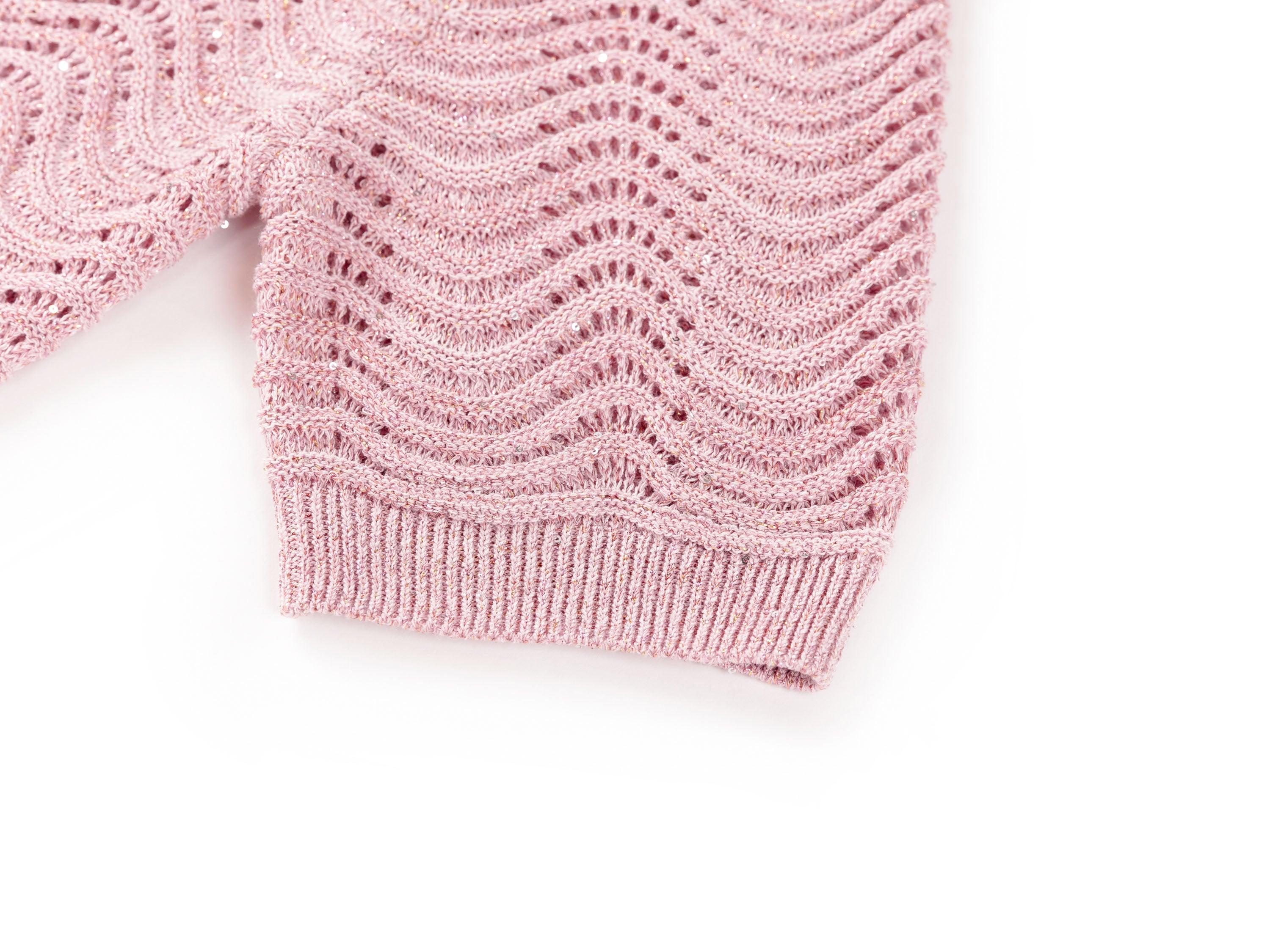 YAYING Silk-Cotton Wave Knit V-Neck Cardigan