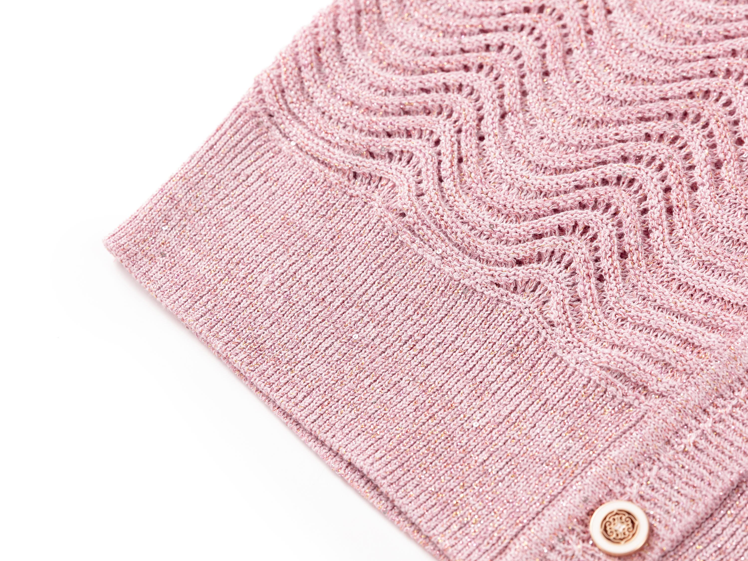 YAYING Silk-Cotton Wave Knit V-Neck Cardigan
