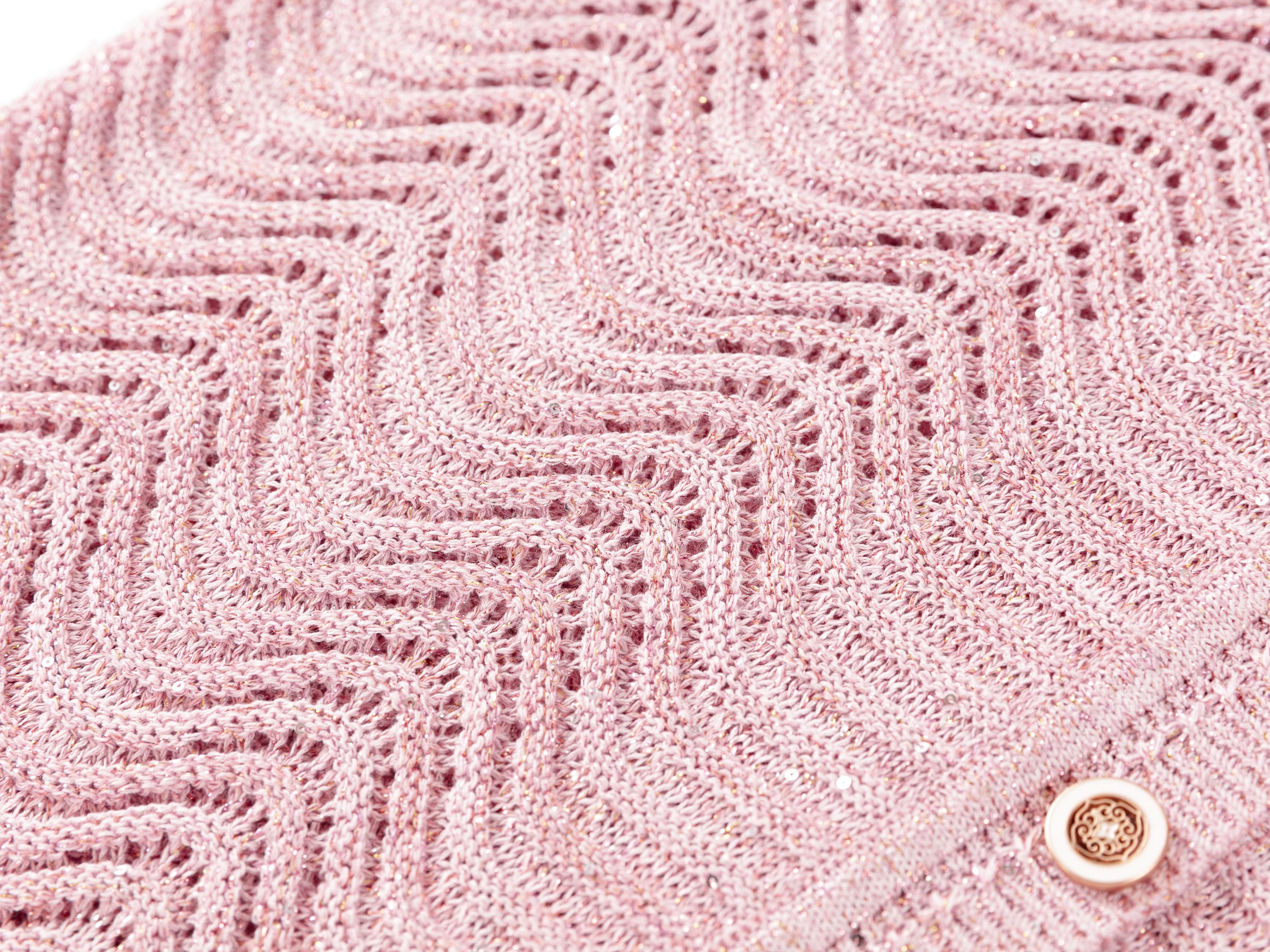 YAYING Silk-Cotton Wave Knit V-Neck Cardigan