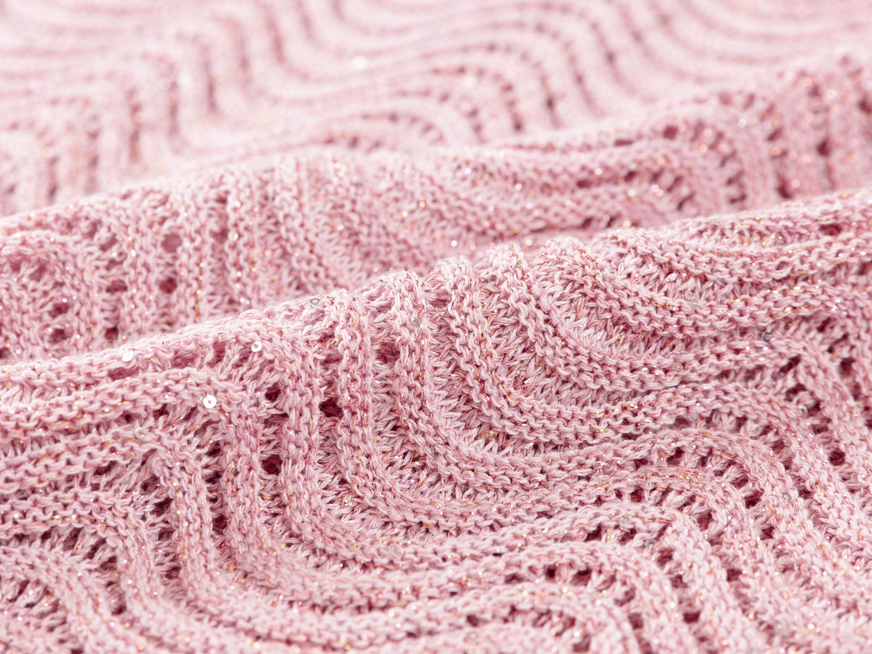 YAYING Silk-Cotton Wave Knit V-Neck Cardigan
