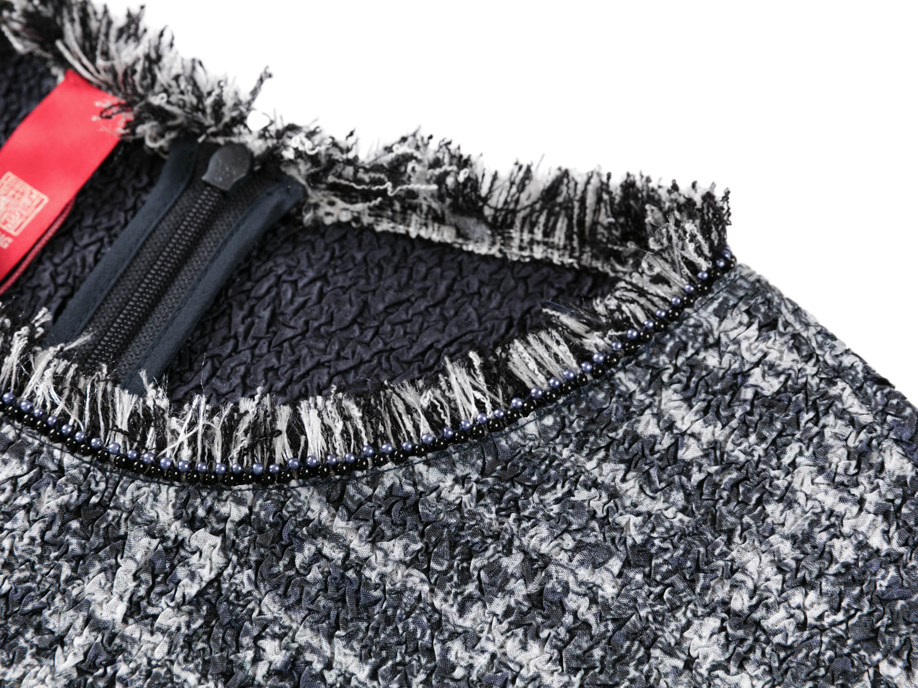 YAYING Embroidered Tweed Crew-Neck Dress