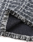YAYING Embroidered Tweed Crew-Neck Dress