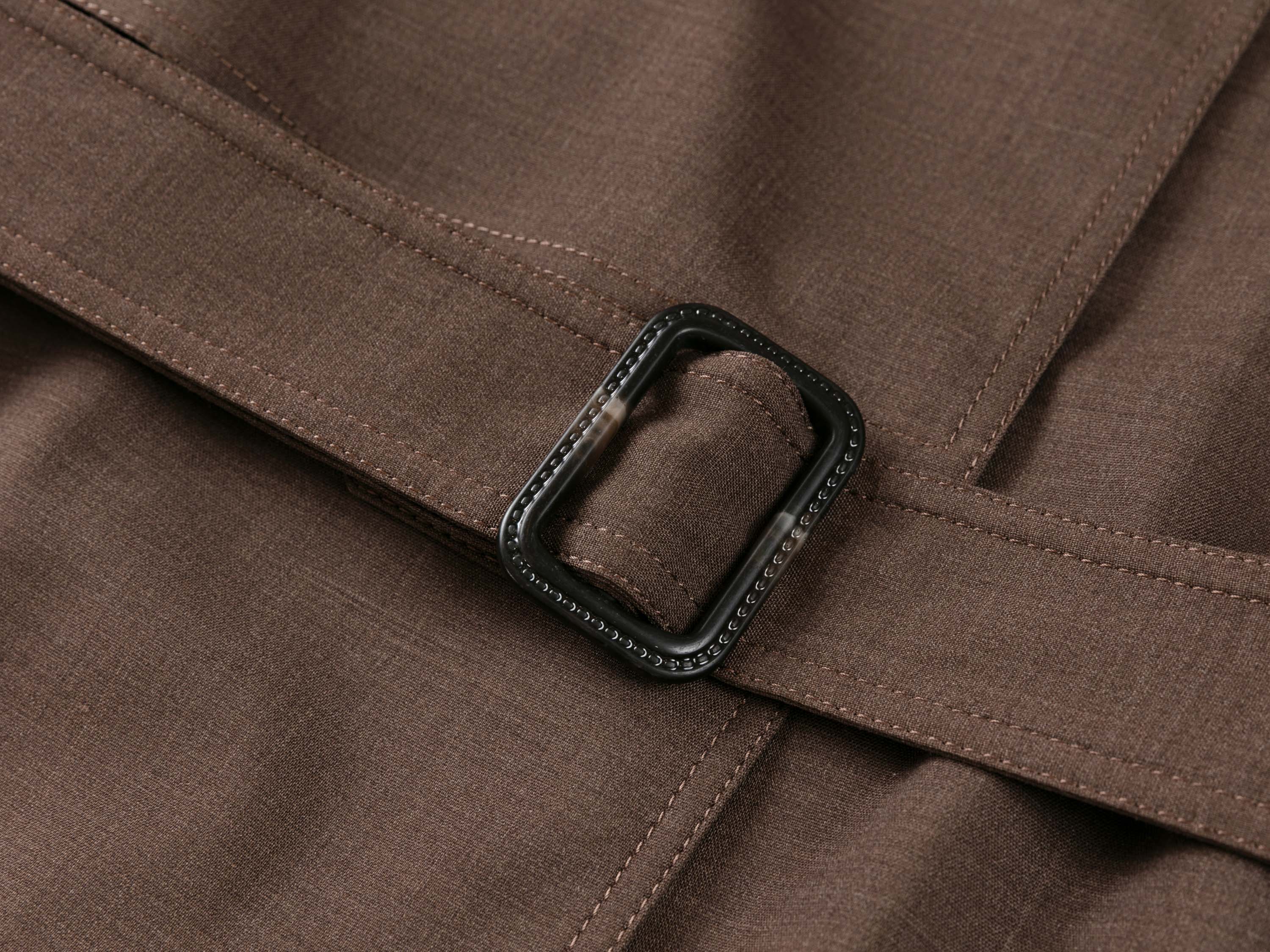 YAYING Funnel-Neck Long Wool Trench Coat