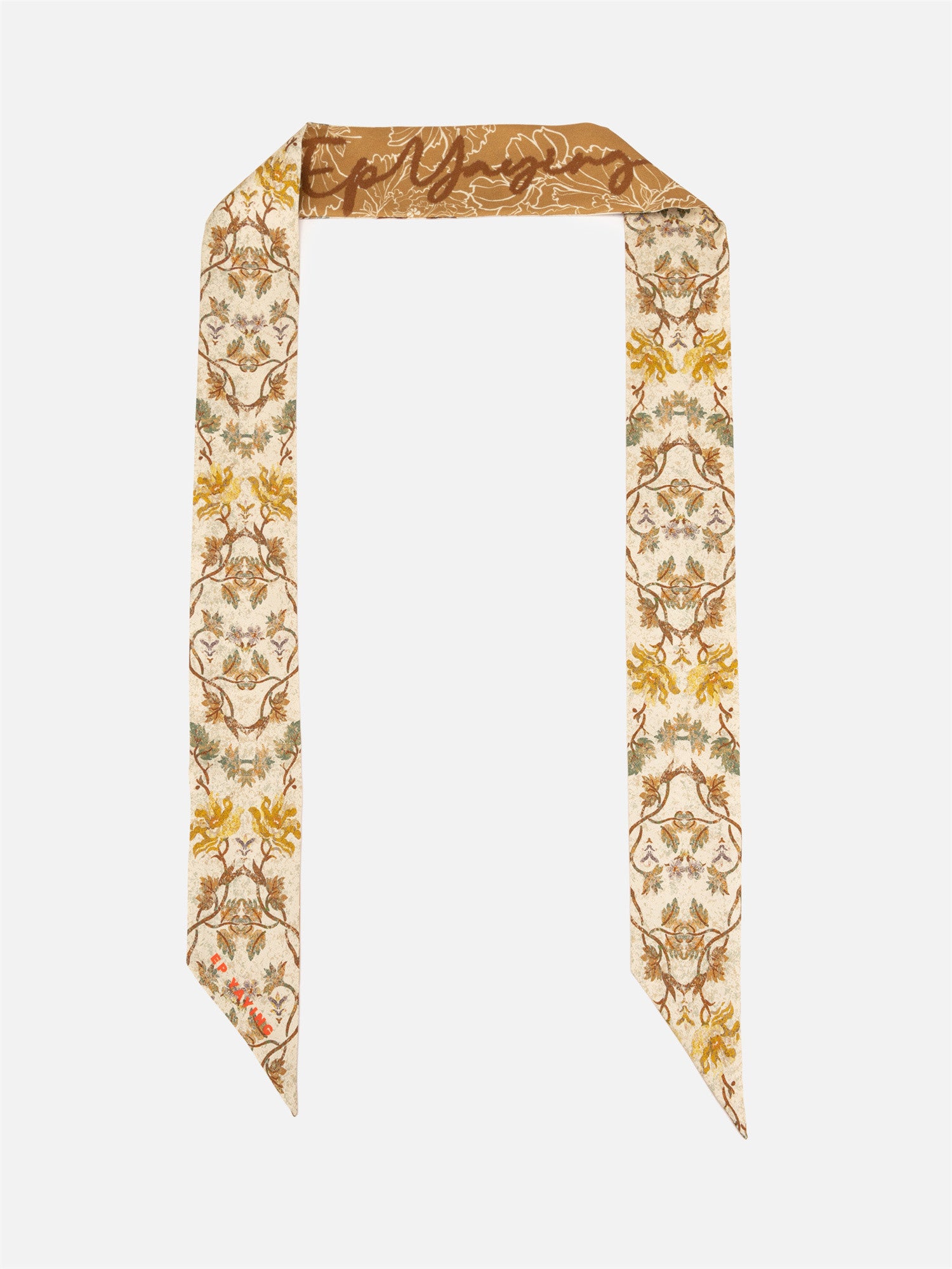 EP YAYING Silk Scarf with Oriental-Inspired Print EAKASZP02BG