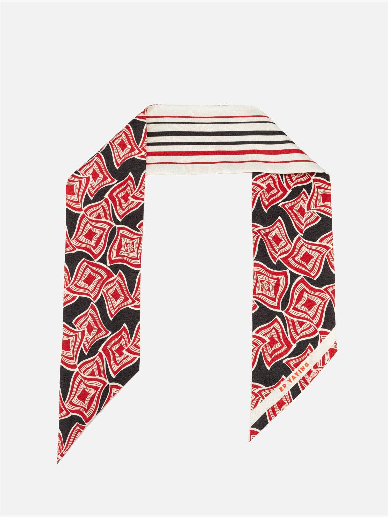 EP YAYING Silk Scarf with Oriental-Inspired Print EAKASZP01BR