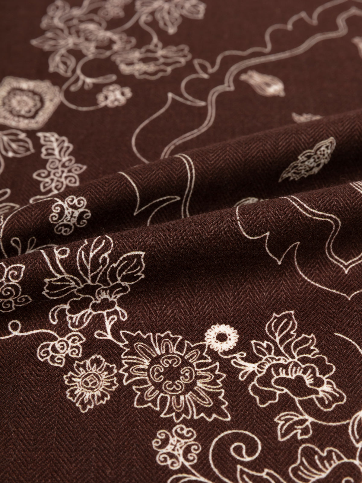 EP YAYING Silk-Wool-Cashmere Chinese Peony Print Scarf